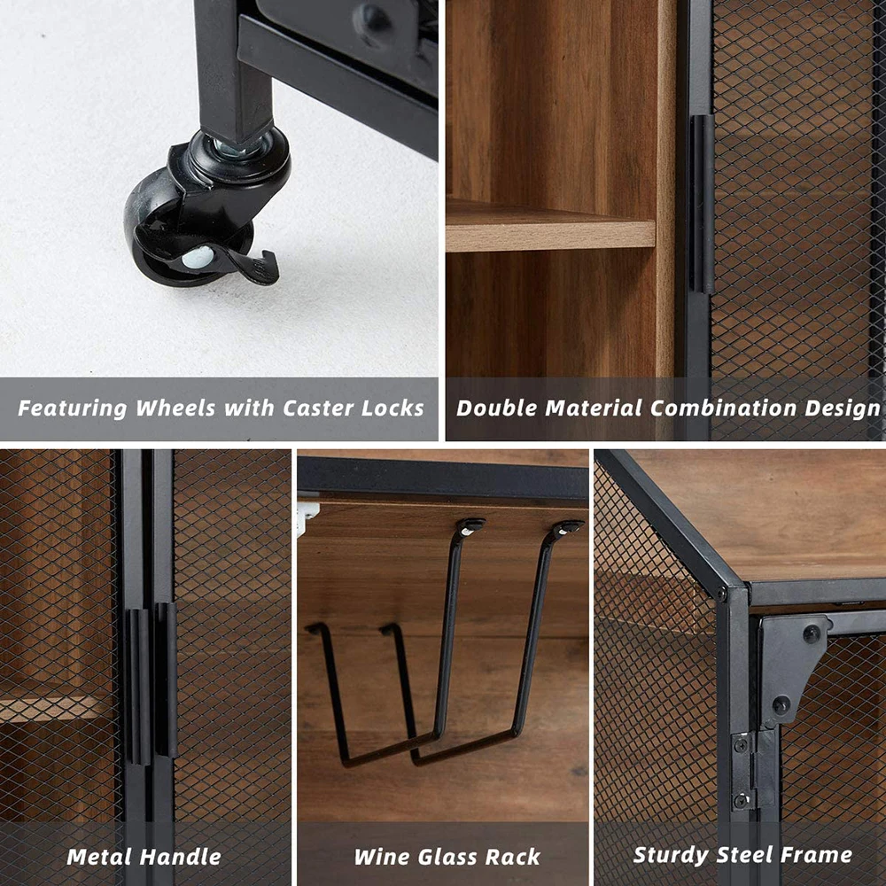 Industrial Metal Mesh Buffet Entryway Storage Cabinet Doors tv Cabinet