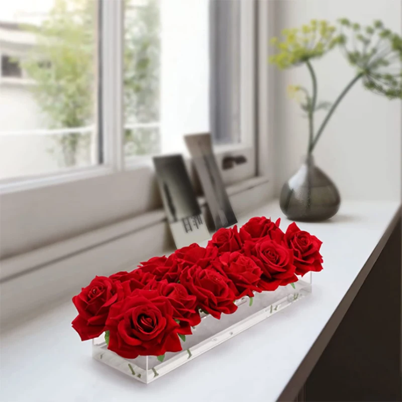 Weddings Desktop Center Decoration Flowers box Rectangular Home Decoration Transparent Acrylic Vase