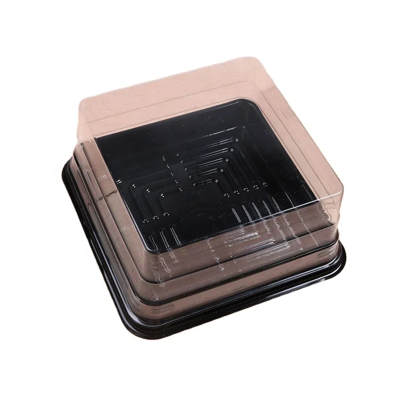 Square Bakery Disposable Mousse Cake Box PET Plastic Clear Cake Snack Packaging Box
