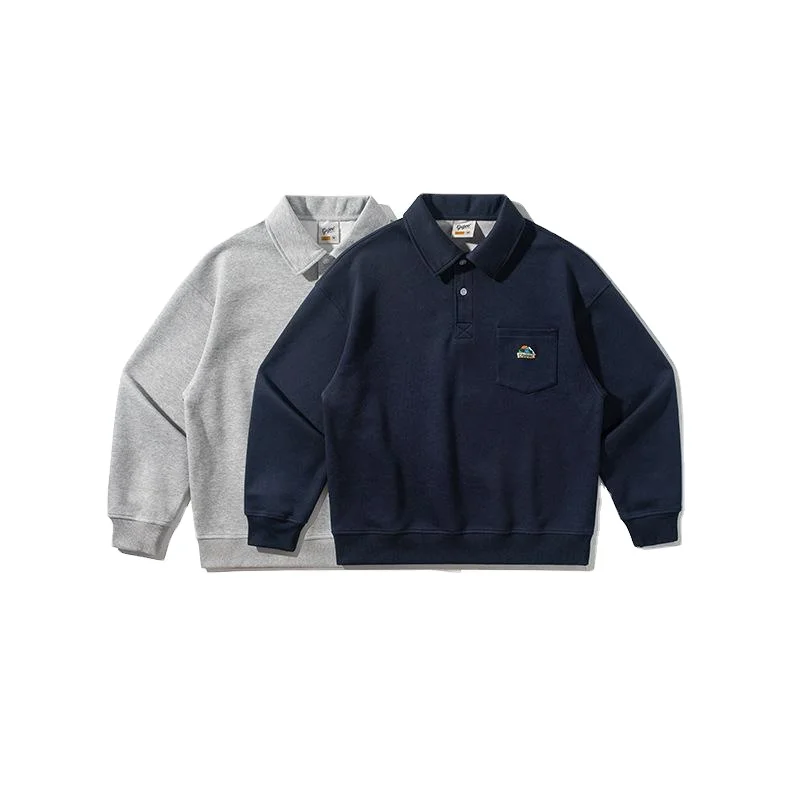 Base shirt for men and women the same autumn 290g solid color embroidered half pullover lapel polo shirt for men