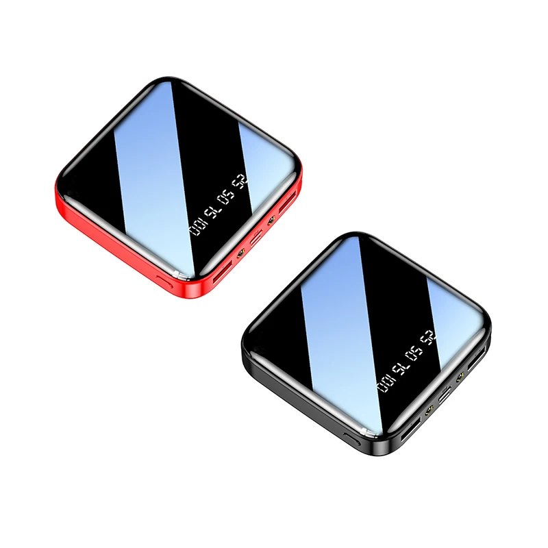 2022 Ready to Ship Mini Portable Mirror Powerbanks 10000mah Power Banks Mobile Charger 20000mah Bank With LED