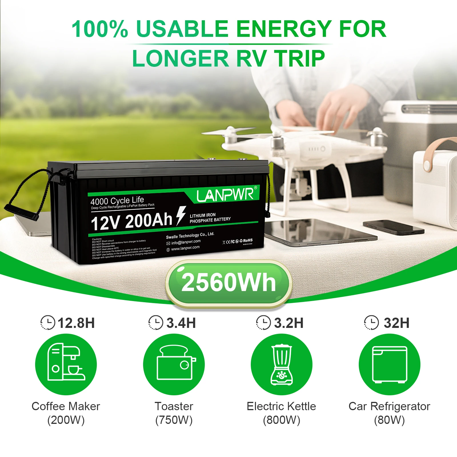 LANPWR manufacturer 12v200ah sealed lead acid inverter solar cells 200ah lithium solar battery for energy storage