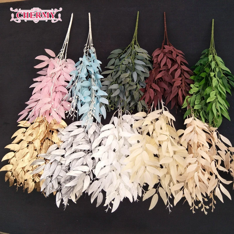 Factory Direct Sale Wedding Road Guide Layout Artificial Plant Leaves Silk Willow Leaves