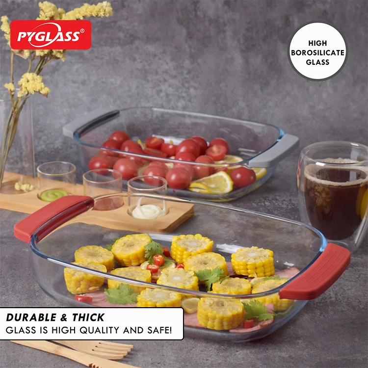 Rect. Glass Bakeware with handle, Baking Pans for Lasagna, Leftovers, Cooking, Kitchen, Freezer-to-Oven