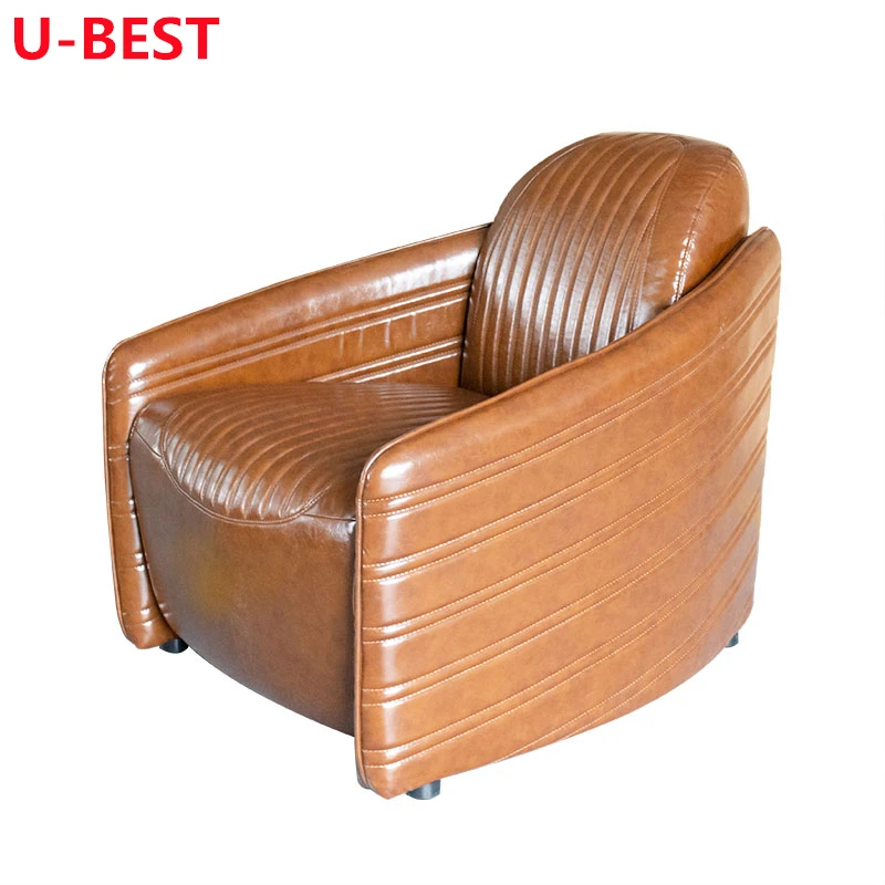 U-Best  Classic European Vintage Distressed Leather Home Living Room Leather Chair Leisure High Back Tiger Chair