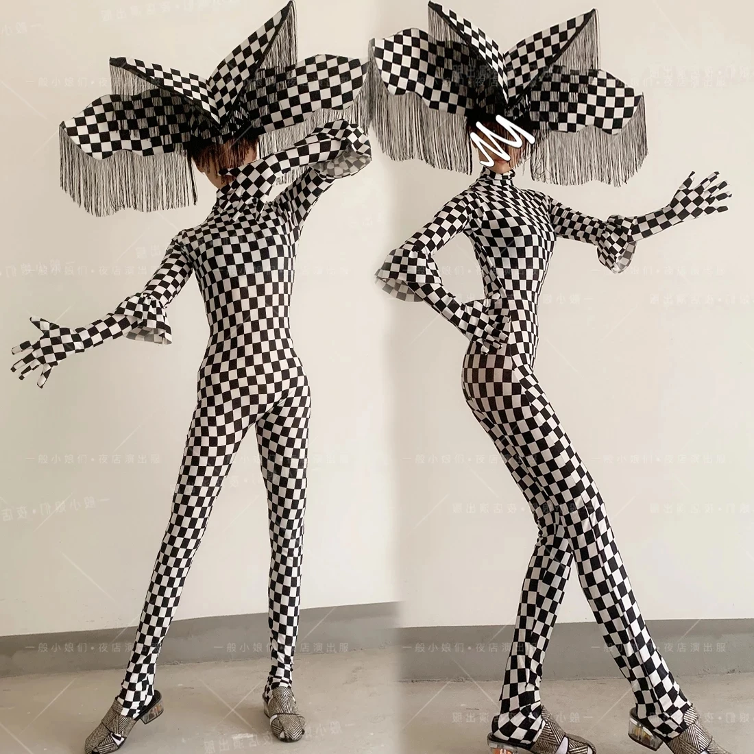 European Carnival Rave Bodysuit Performance Clothing Fringe Headdress Nightclub Witch Dress Funny Halloween Costume