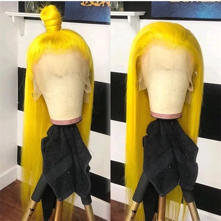 Pink Orange Yellow Virgin Hair Colorful Straight Wigs Lace Front Human Hair Wig For Women Brazilian hair in China