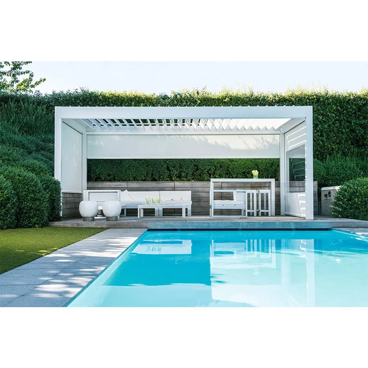Wholesale modern design open outdoor garden waterproof terrace balcony pergola patio electric aluminum louver gazebo