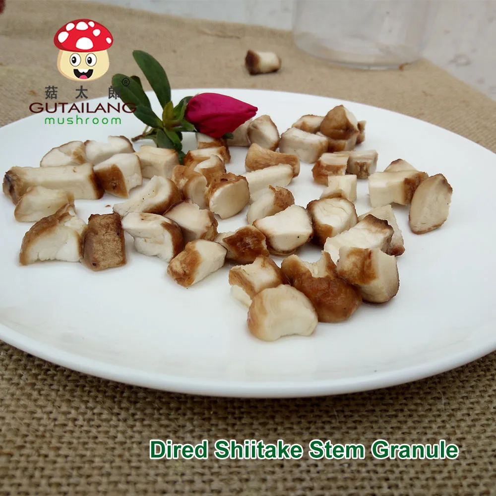 Gutailang Factory Direct Selling Dried Edible Fungi Shiitake Mushroom Stem Dice 5*5  Dried shiitake Cube Granules Kibbles Chips