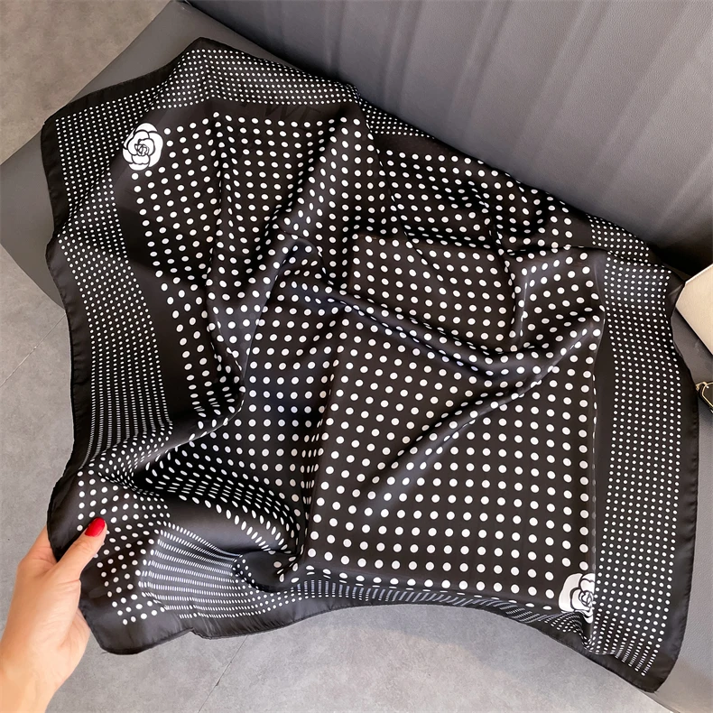 Wholesale Silk Scarf for Women Floral Print Satin Hijab Scarfs Female 90*90cm Kerchief Square Shawl Hair Head Scarves for Ladies