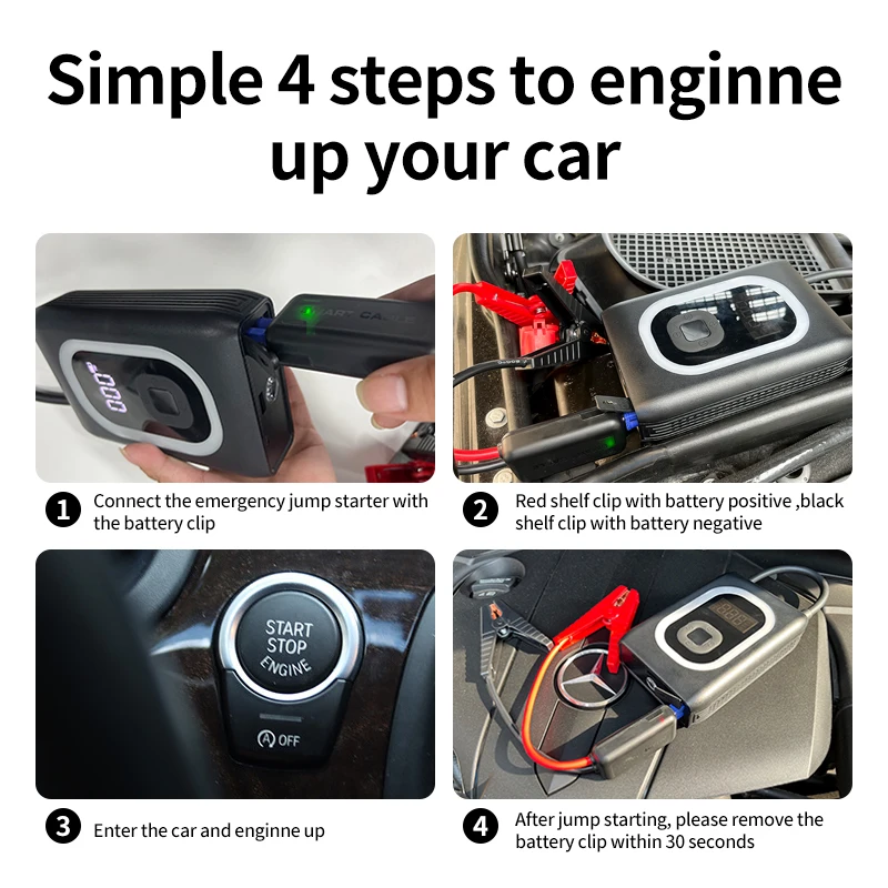 AP06 Car Battery  Emergency Jump Starter Air Pump Air Compressor for Car Motorcycle Tire Inflating and Cylinder Diameter 15 mm