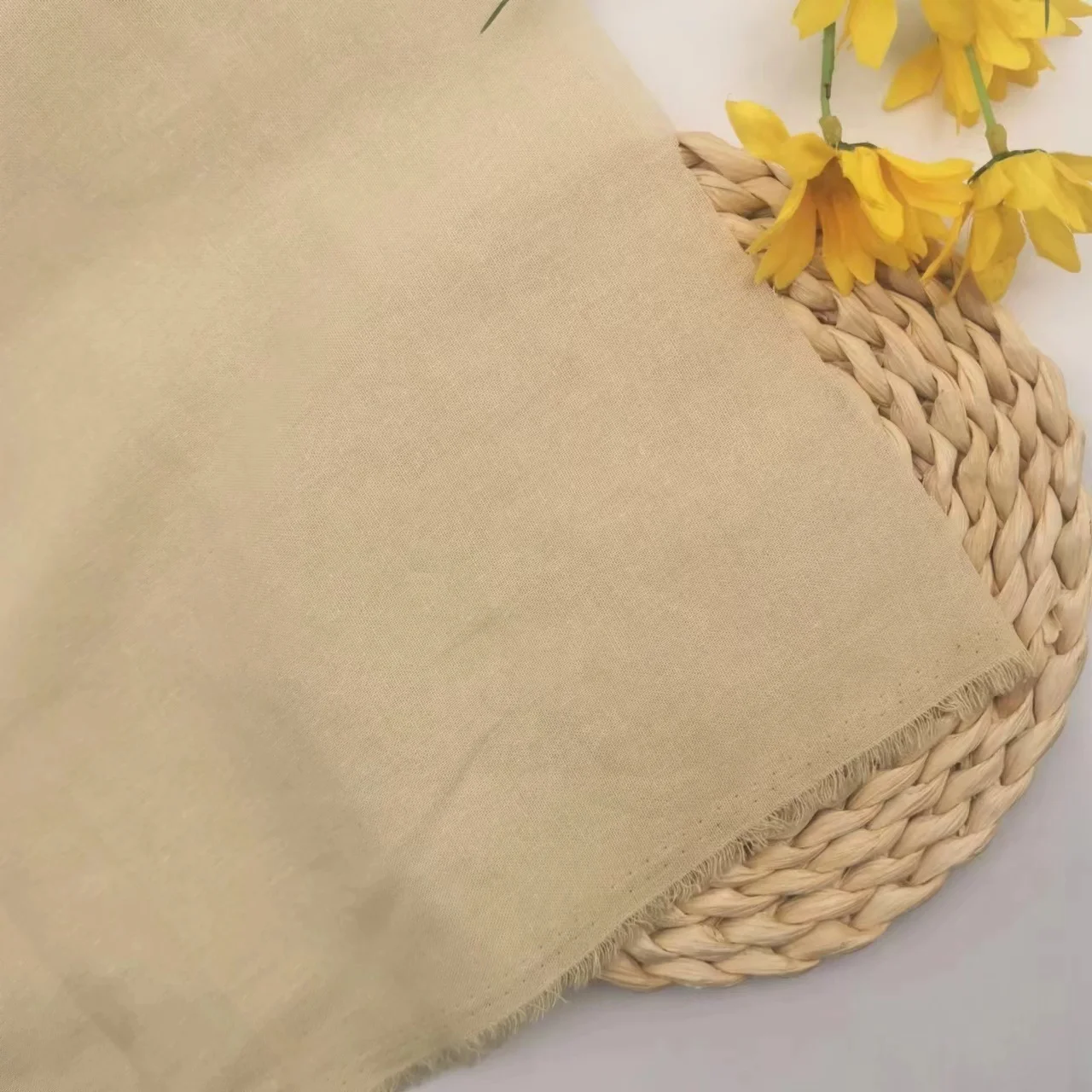 High Quality 100% Cotton Faux Linen fabric Look Gauze Plain Woven Breathable Fabric For Dress And T-shirt