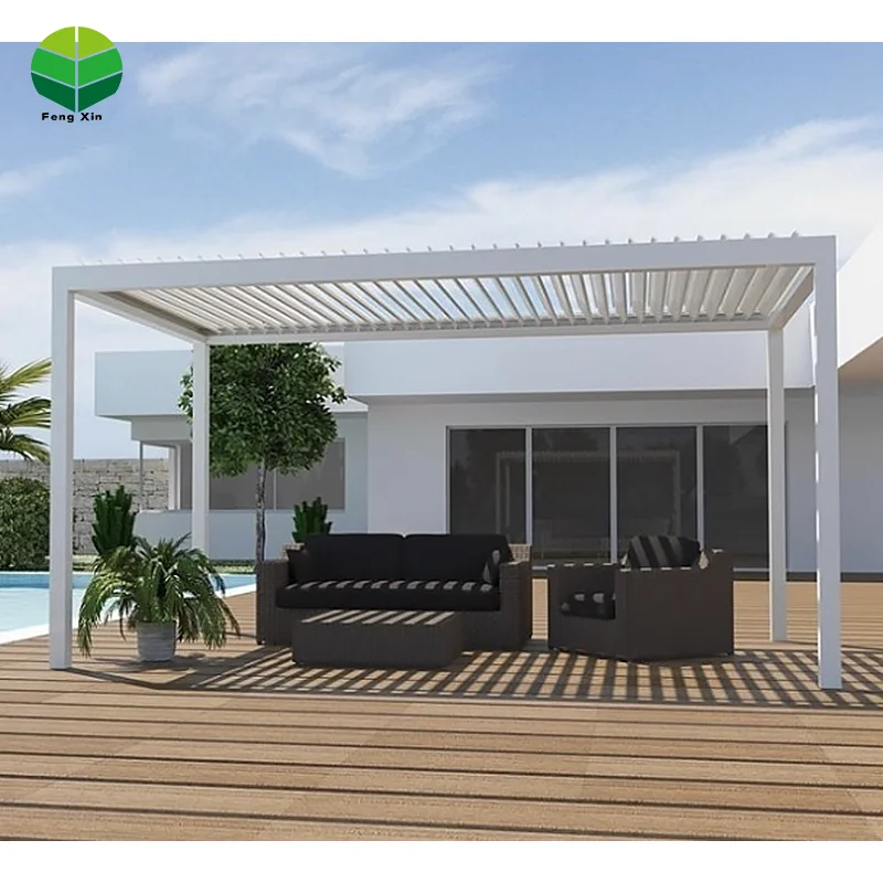 Electric Opening Rain-resistance Aluminum Pergola Sunroof for Deck Furniture Canopy