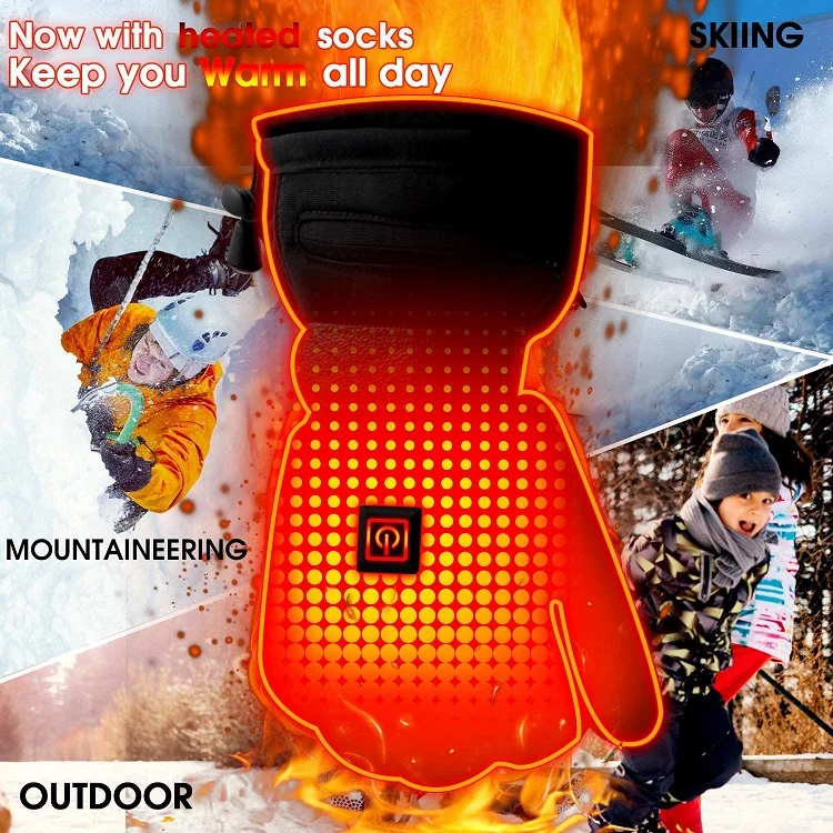 Wholesale Customized Women Men Electric Rechargeable Battery Powered Outdoor Sports Heated Gloves For Ski Motorcycle Hiking