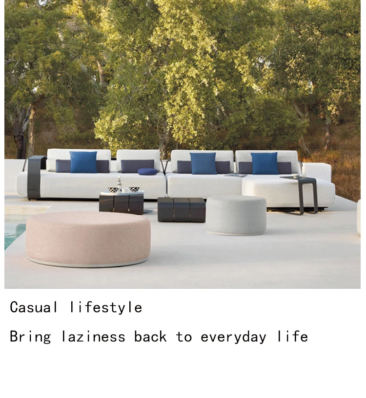 Nordic Outdoor Leisure Courtyard Villa Garden Stainless Steel Simple High-end Outdoor Sofa Furniture
