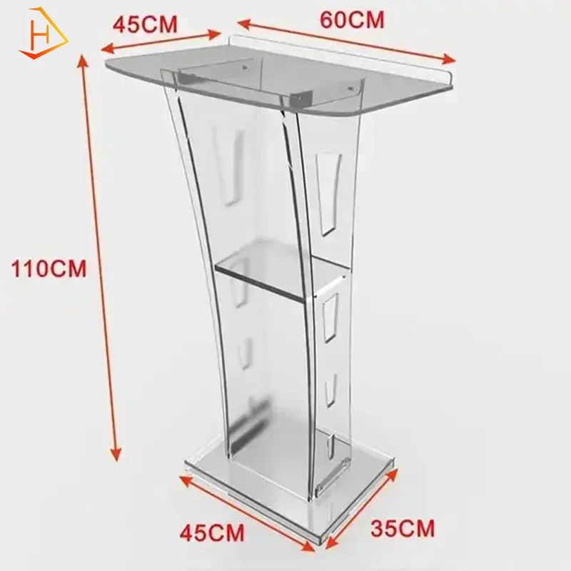 2024 Modern Floor Acrylic Church Pulpit Podium Plexiglass And Led Lamp Sales