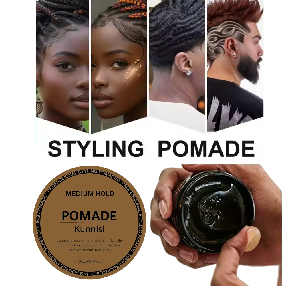 100g barber shop Medium hold water based strong hold edge wax No Flaking Hair Pomade deep wave pomade