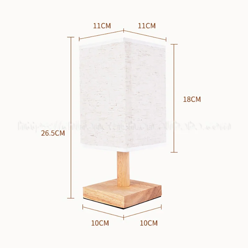 Деревянная ткань простота дизайн льняная круглая настольная лампа для чтения прикроватная гостиная