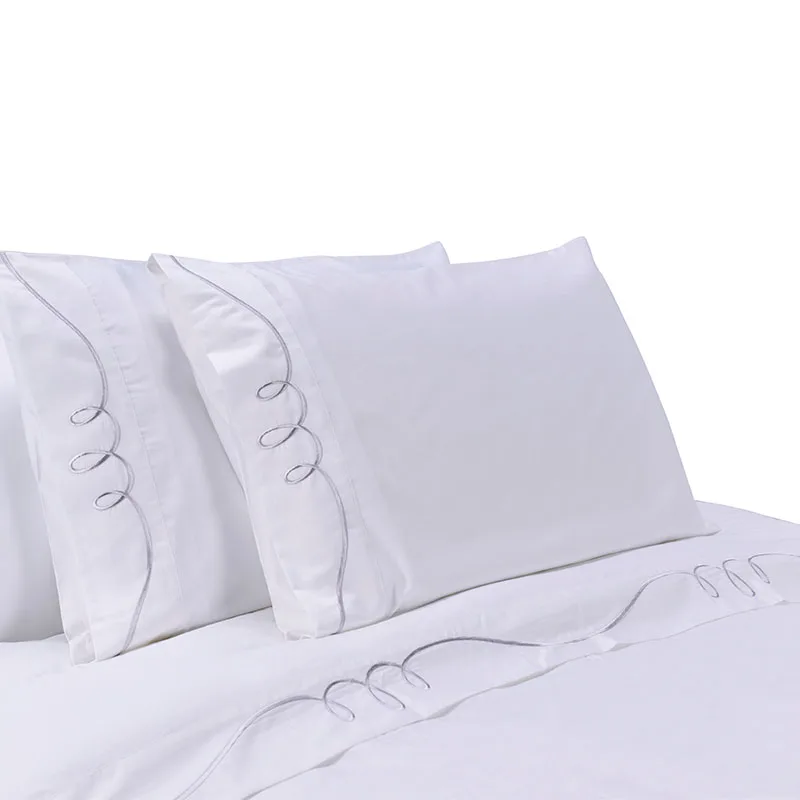 Bed Sheet 100% Cotton King Duvet Cover Embroidered White Cotton Bedsheet