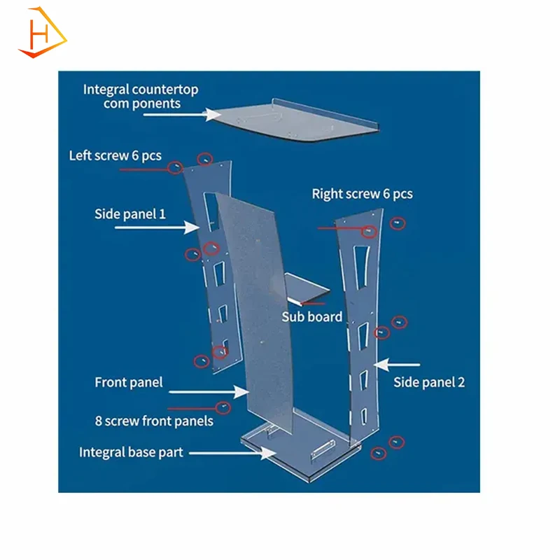 2024 Modern Floor Acrylic Church Pulpit Podium Plexiglass And Led Lamp Sales