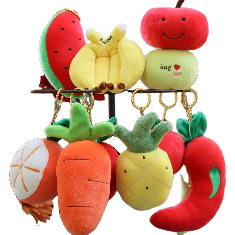 Songshan Toys Wholesale Stuffed Simulation Realistic Doll Decor Mini 10cm Fruit Vegetable Bag Chain Pendant Plush Keychain Toy