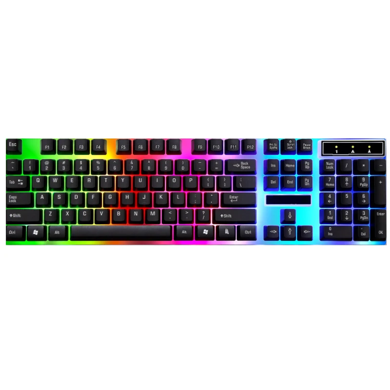 New design USB Wired Mini Membrane Keyboard RGB 104-key gaming mechanical  Keyboard ABS Laptop Office Black