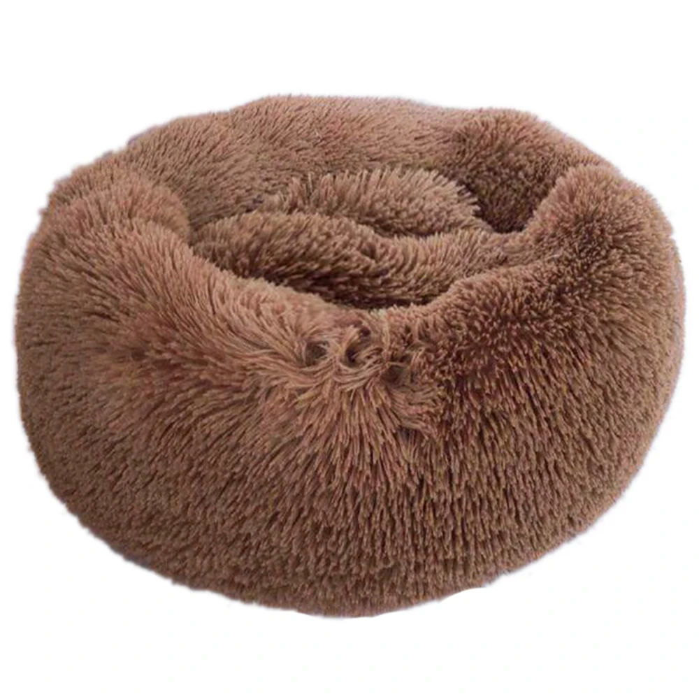 
Custom long plush warm soft round cat dog pet bed with PP Cotton 