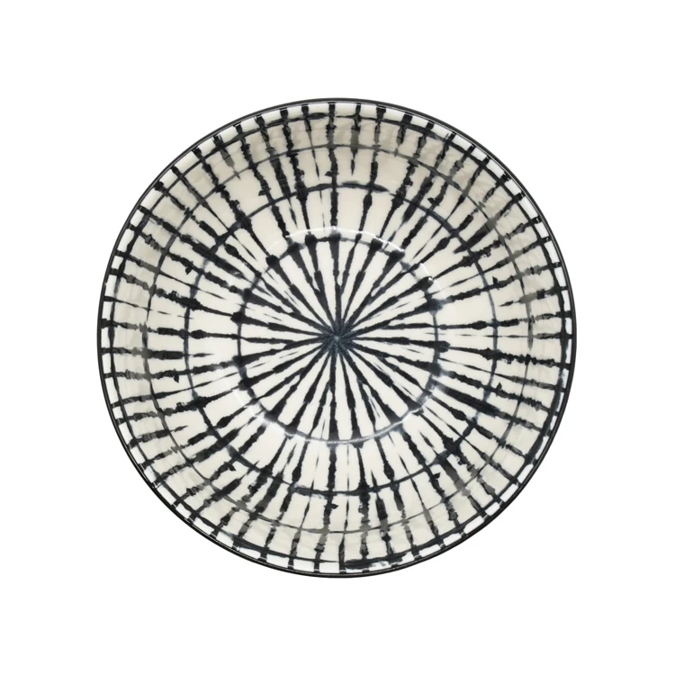 Ceramics 11.25 inch Striped black collection Dinner Plate soup Dish for Restaurant rice plate