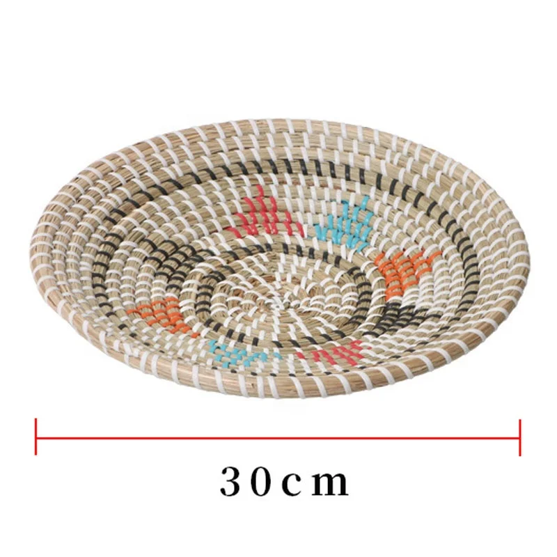 Handcrafted Round  Baskets Wall Art  Seagrass Wall Basket Decor for Rustic Farmhouse