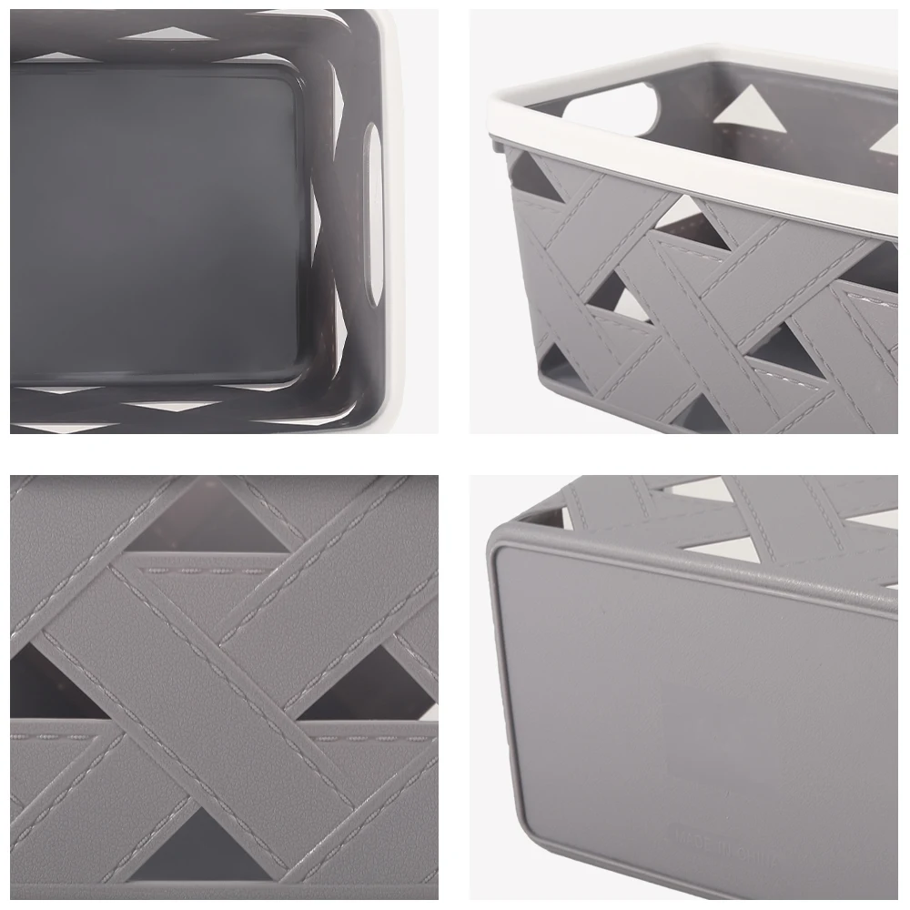 Leather-like feature rectangular ventilated Clothes Hamper plastic laundry basket