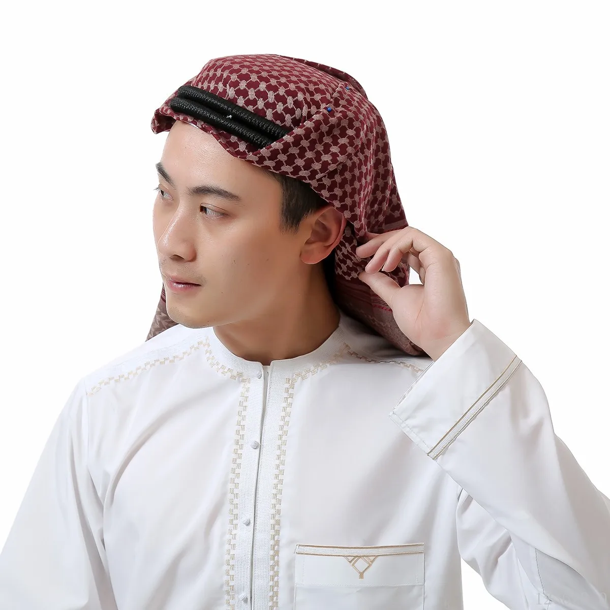 2022 Good Quality New Design Dubai Headscarf Muslim Men Embroidered Yashmagh Famous Arab Shawl and Scarf Saudi Arab Hijab