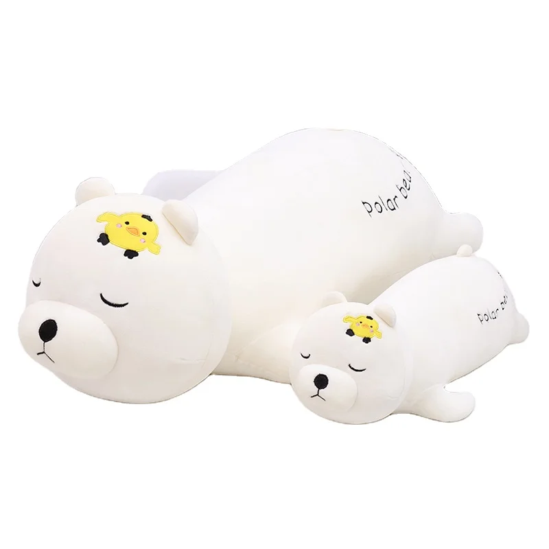 The new 2021 Amazon hot sell cuddly white bear sleeping on his stomach stuffed polar bear pillow Christmas gift