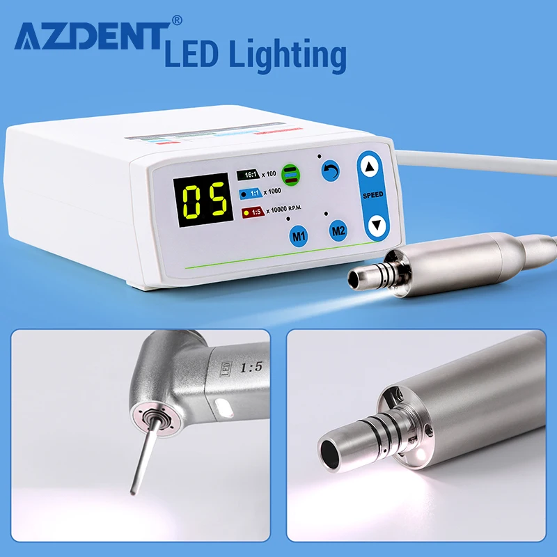 Azdent Portable dental brushless micromotor LED Lab electric motor for contra angle low speed handpiece