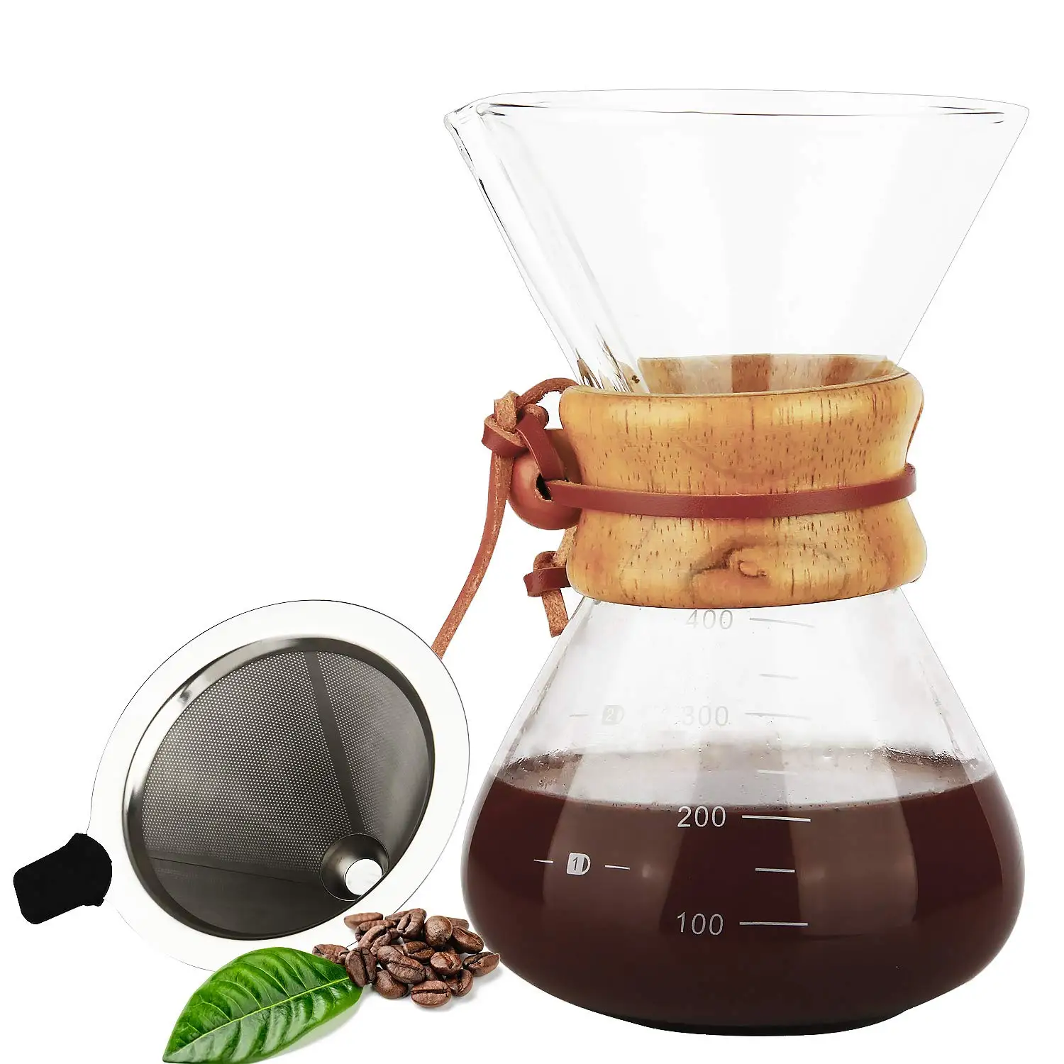 Classic Dripper Polo Brewer 6 8 10 Cup Set 600Ml Espresso Coffee Maker Pour Over Glass Cheme x Cafetera
