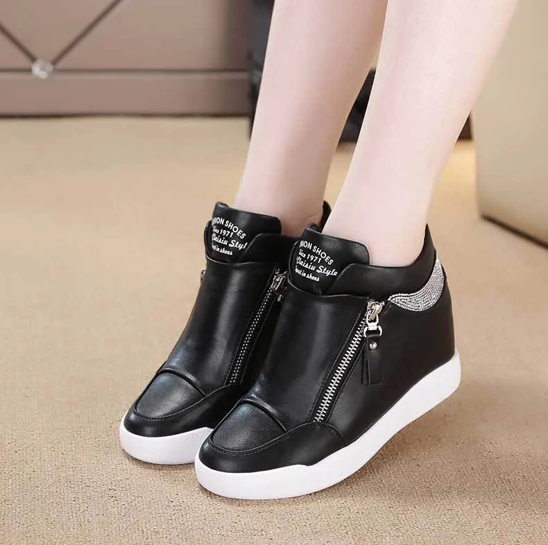 Inner Increase Sneakers Casual Thick Soled High Heel New Stylish High Cut White Shoes for Women