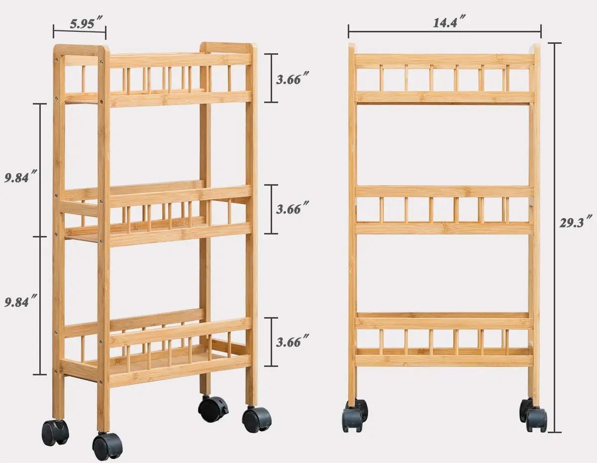 Cheap Stock Item Multipurpose Mobile Home Food Cart Bamboo Kitchen Island Cart Trolley Cabinet with Drawer