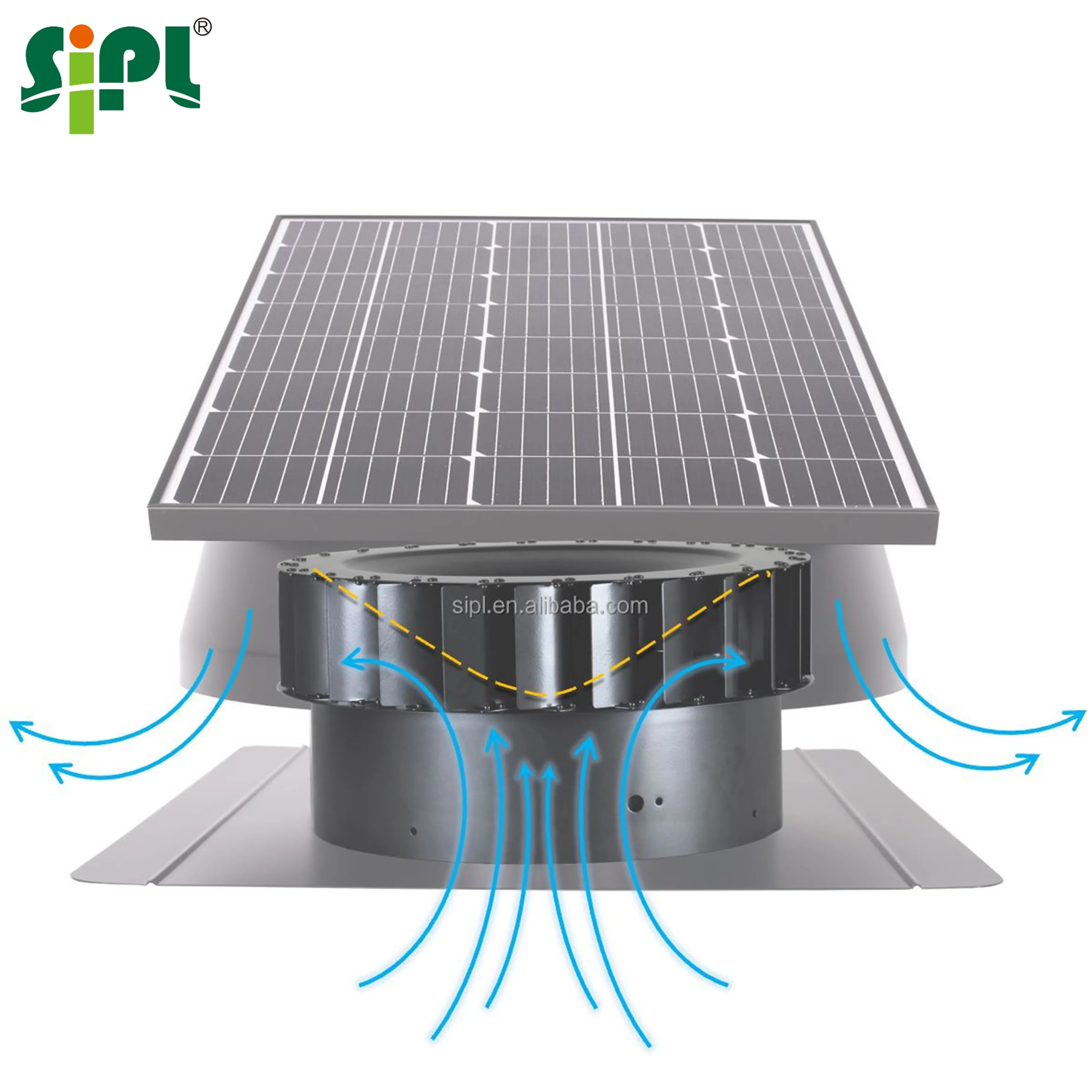 Ready To Use Powerless Roof Turbine Ventilator Industrial Exhaust Fan 60W Solar Powerful Rooftop Attic Ventilation Extractor