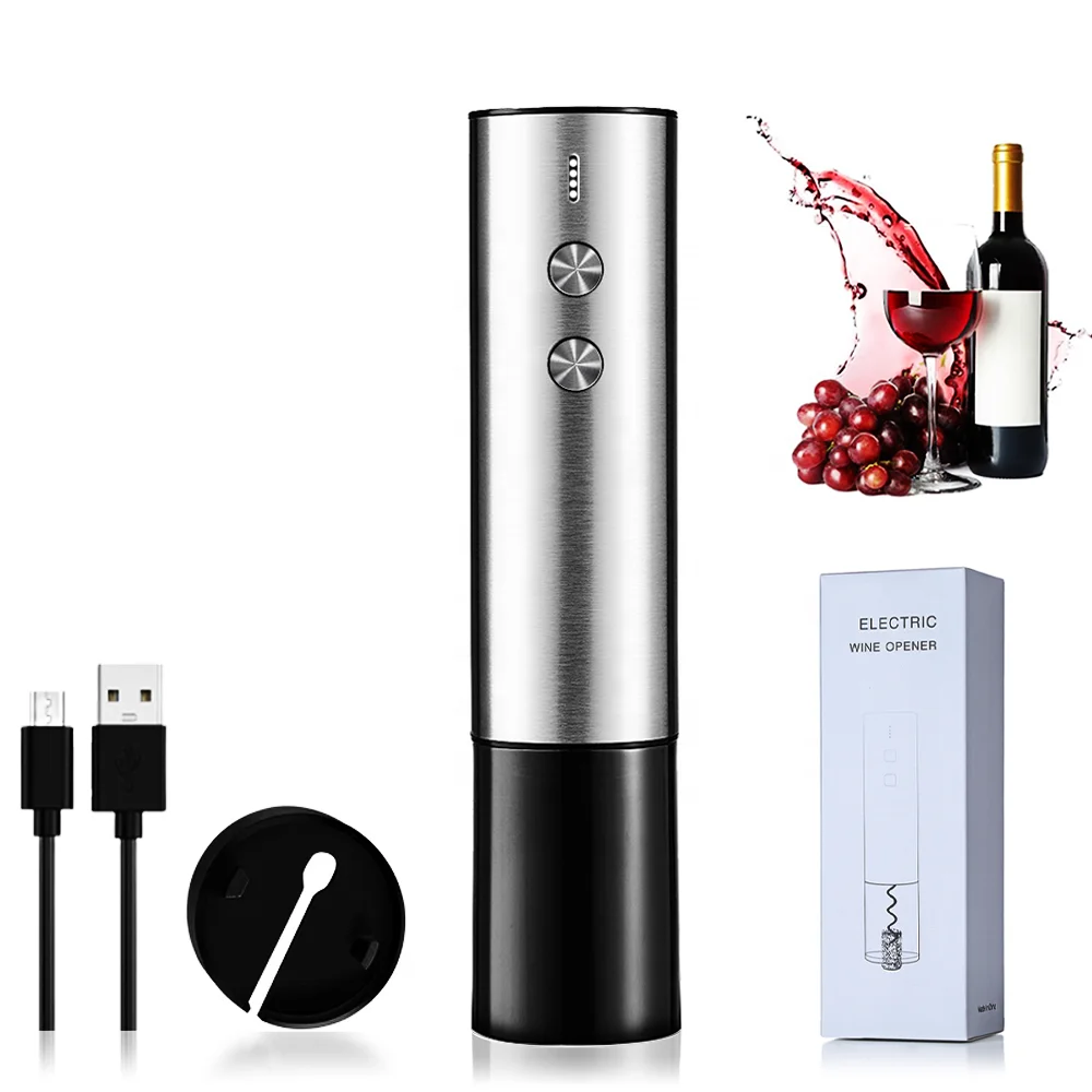 Stainless Steel Corkscrew Automatic Wine Bottle Opener USB Rechargeable Electric Wine Opener Set