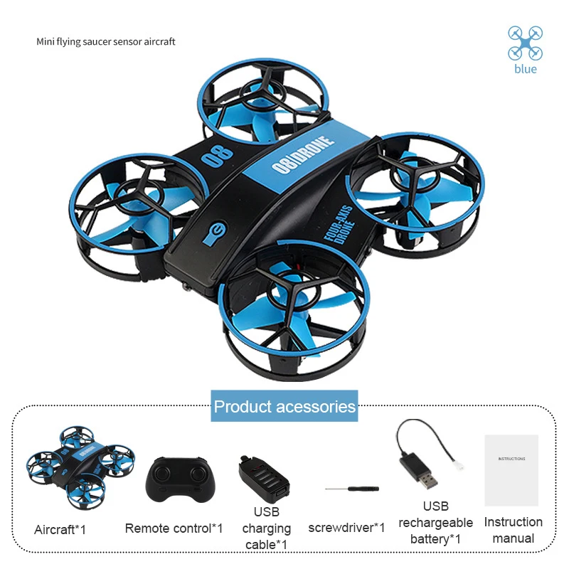 Mini Four-axis Indoor Flight Pressure Fixed Height Roll Side Flying Remote Control UFO Novice Entry Aircraft Drone