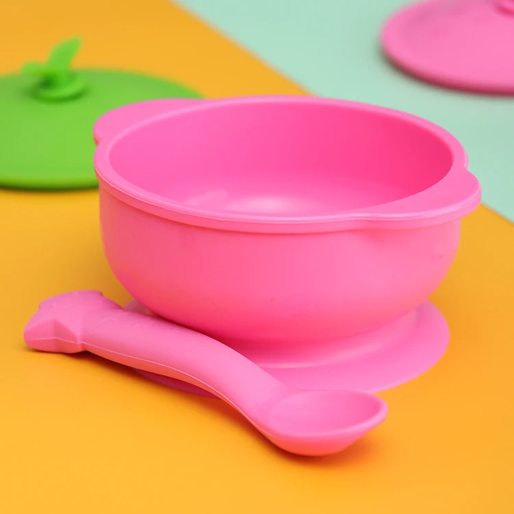 Custom LOGO Silicone Baby Bowl Spill Proof eating training Bowl BPA Free Nontoxic Snack Container with Suction for Toddlers