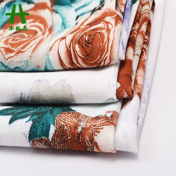 Mulinsen Textile Plain Dyed Woven Bamboo Imitation Digital 30s Rayon Viscose Challis Fabric