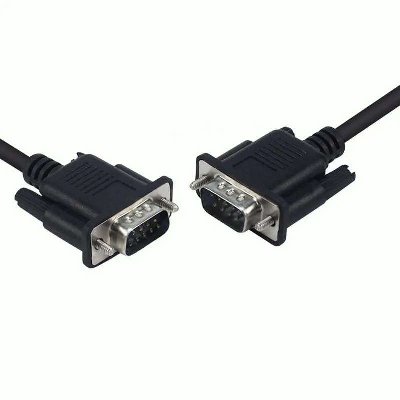 Serial Cable DB9 RS232 Black Copper DB9 Male to Male RS232 Extension  Serial Null Modem Cable M/M 9 pin RS232