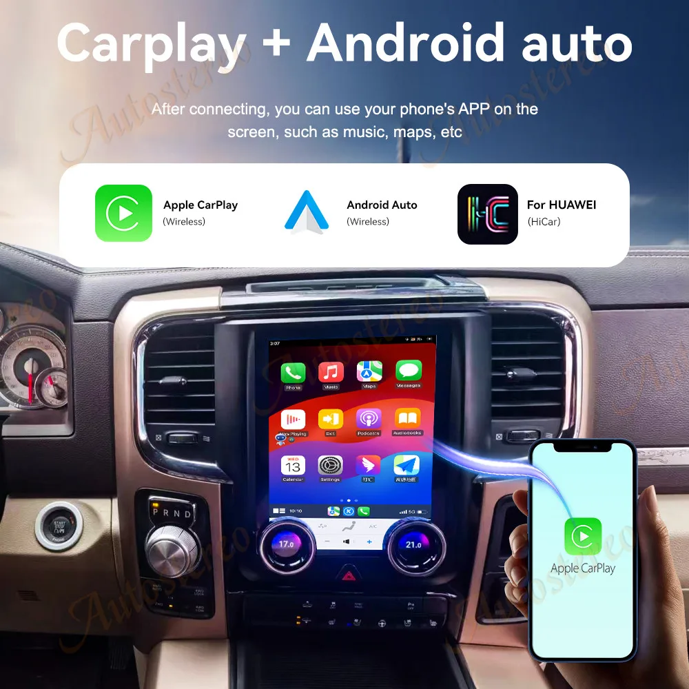 9.7 Inch Carplay For Dodge Ram 2013-2018 Car Radio Multimedia Auto Wireless HD Touch Screen GPS Navig Head Unit