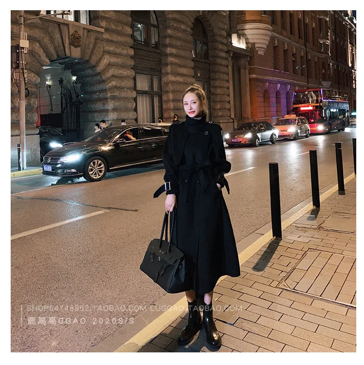 Wholesale good Quality Long overcoat ladies women classical woolen cashmere coat double