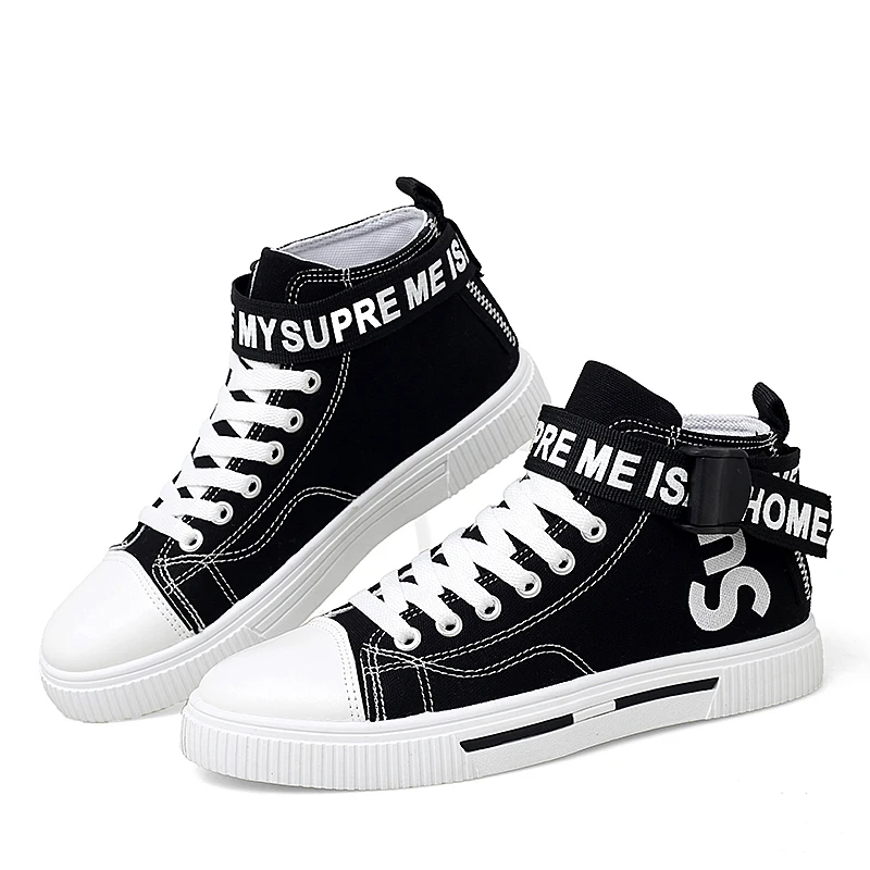 Moyo Fashion Black Canvas Shoes Teenager Casual Sneakers Summer High Top Skateboard Shoes Men Shoes