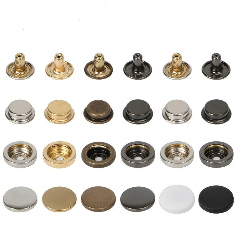 OEM decorative accessories logo design round press shirt bag cloth brass Zinc alloy cover custom metal snap buttons for clothes