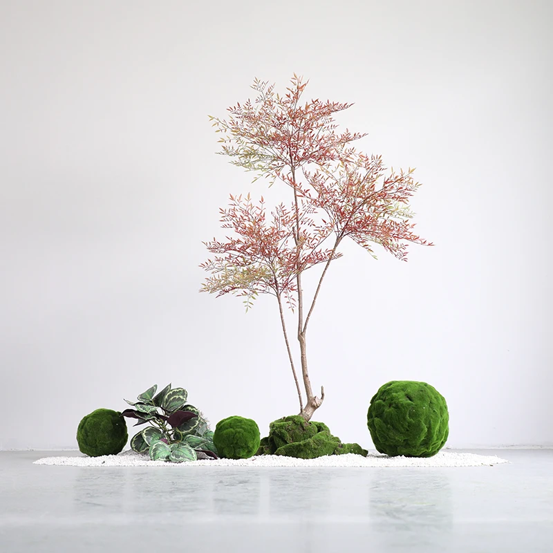 GNYS  Flochess garden sets Bamboo Red Moss Sod Ball set  home decor  indoor Decoration art sets   Artificial Plant