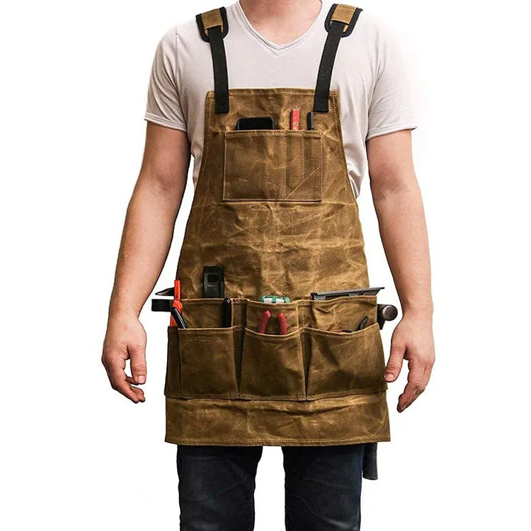 27 Heavy Duty Durable Multi-Use Shop Waxed Canvas Work Tool Aprons with Pockets for Men and Women