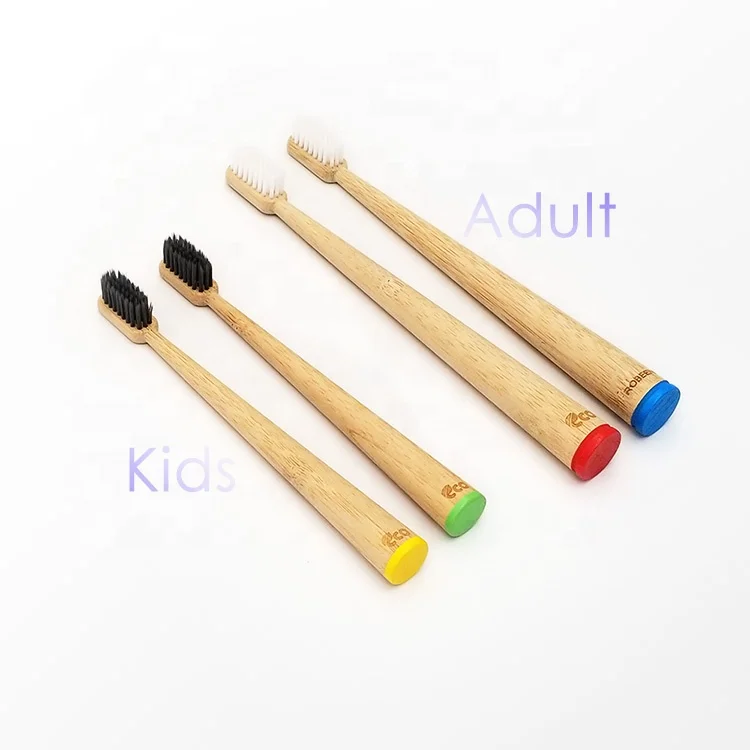 Adult Kids Custom Logo Biodegradable Bamboo Wood Toothbrush with bamboo tube case for travel