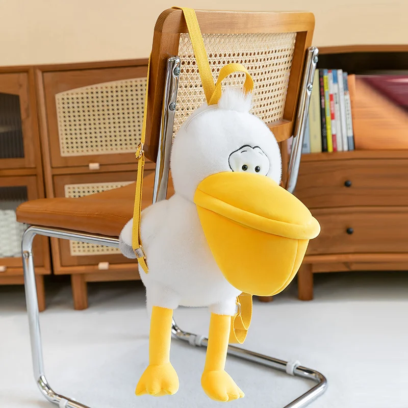 Unisex Creative Big Beak Pelican Plush Doll Cute Bird Stuffed Animal Backpack with PP Cotton Filling for Going out Decorations